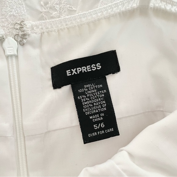 SOLD Express Eyelet Embroidered Midi Dress White Cotton Women’s 5/6 - Picture 9 of 10
